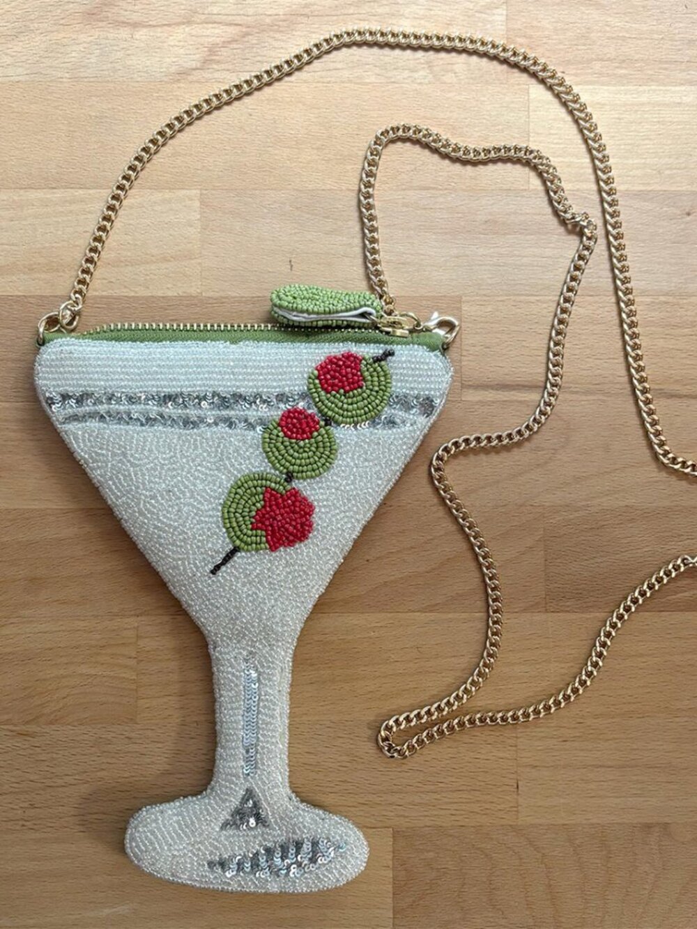 NWOT Anthropologie Maeve Beaded Martini Crossbody Bag